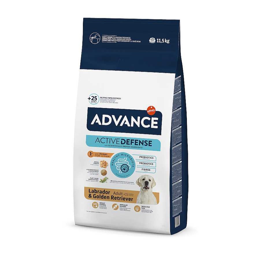 Perros Advance Pienso Seco | Advance Adult Labrador & Golden Retriever Active Defense Pollo Y Arroz Pienso Para Perros