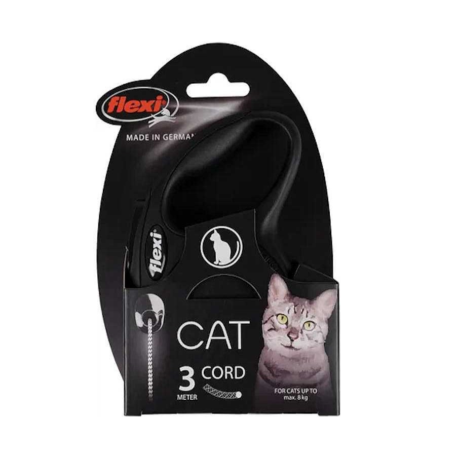 Gatos Flamingo Arneses, Collares Y Correas | Flexi New Classic Correa Extensible Negra Para Gatos