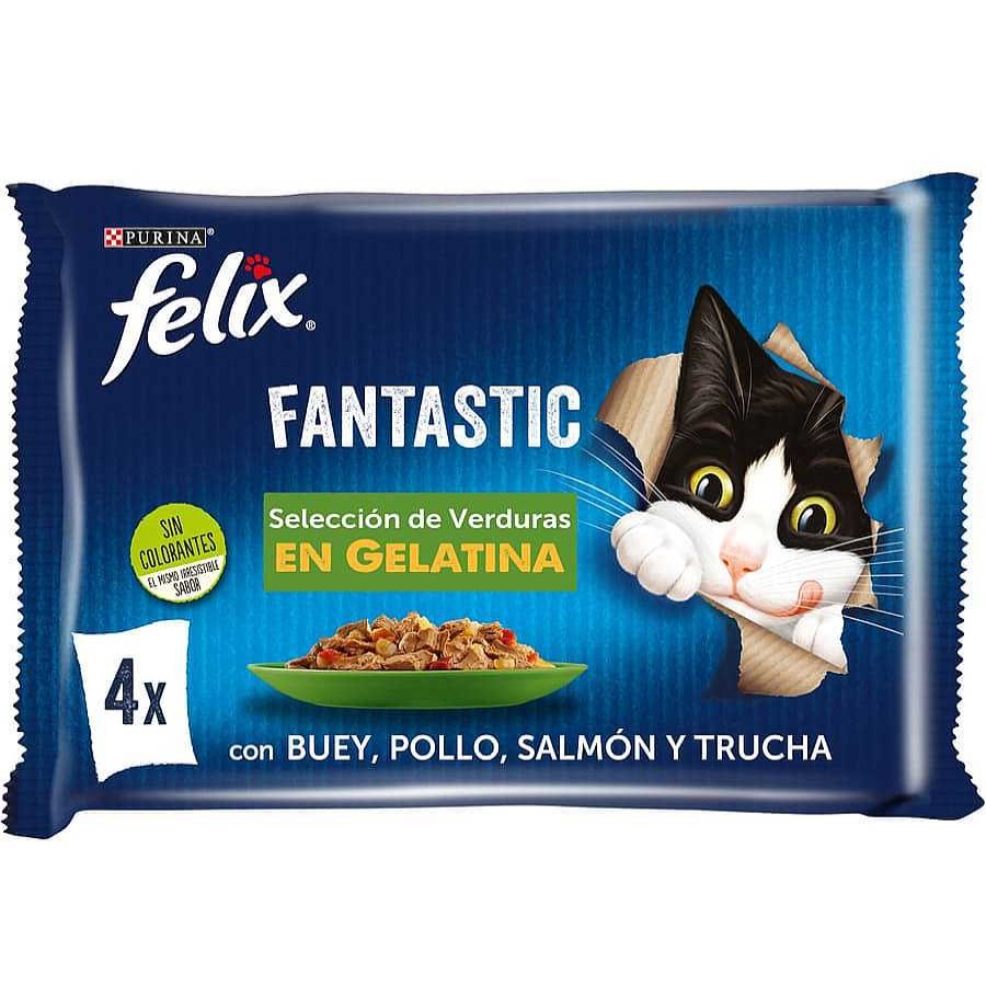 Gatos Felix Comida H Meda | Felix Fantastic Selecci N De Verduras Sobres En Gelatina - Multipack 4