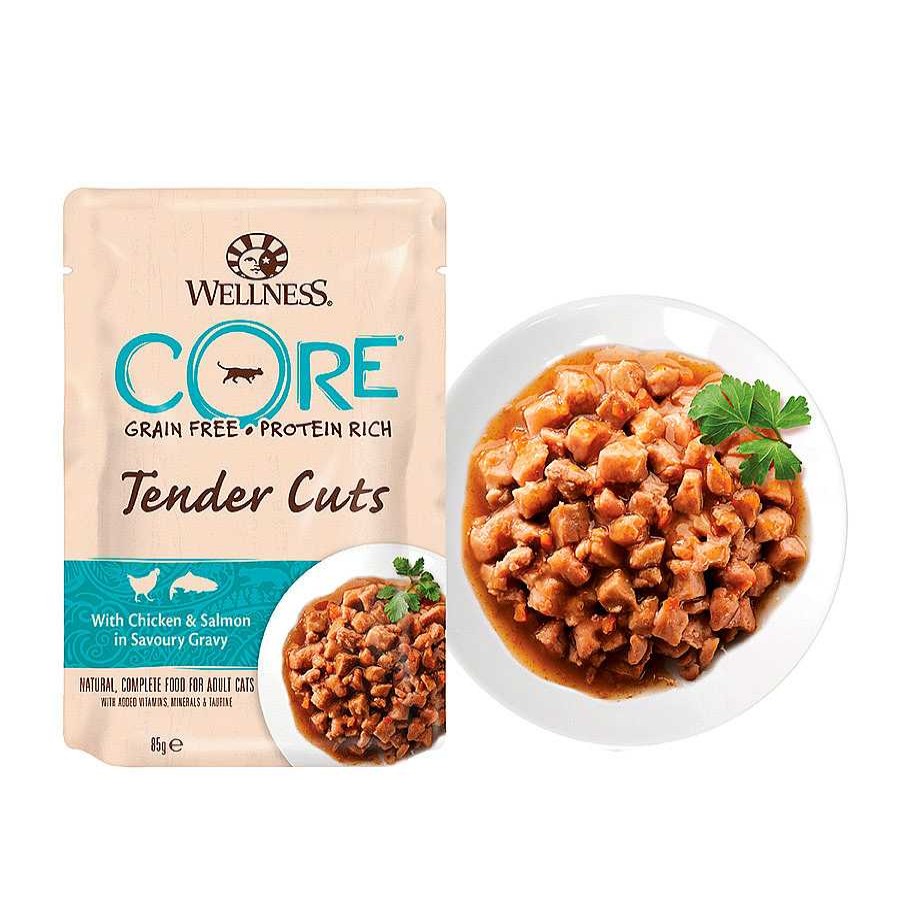 Gatos Wellness Core Comida H Meda | Wellness Core Tender Cuts Pollo Y Salm N Sobre En Salsa Para Gatos