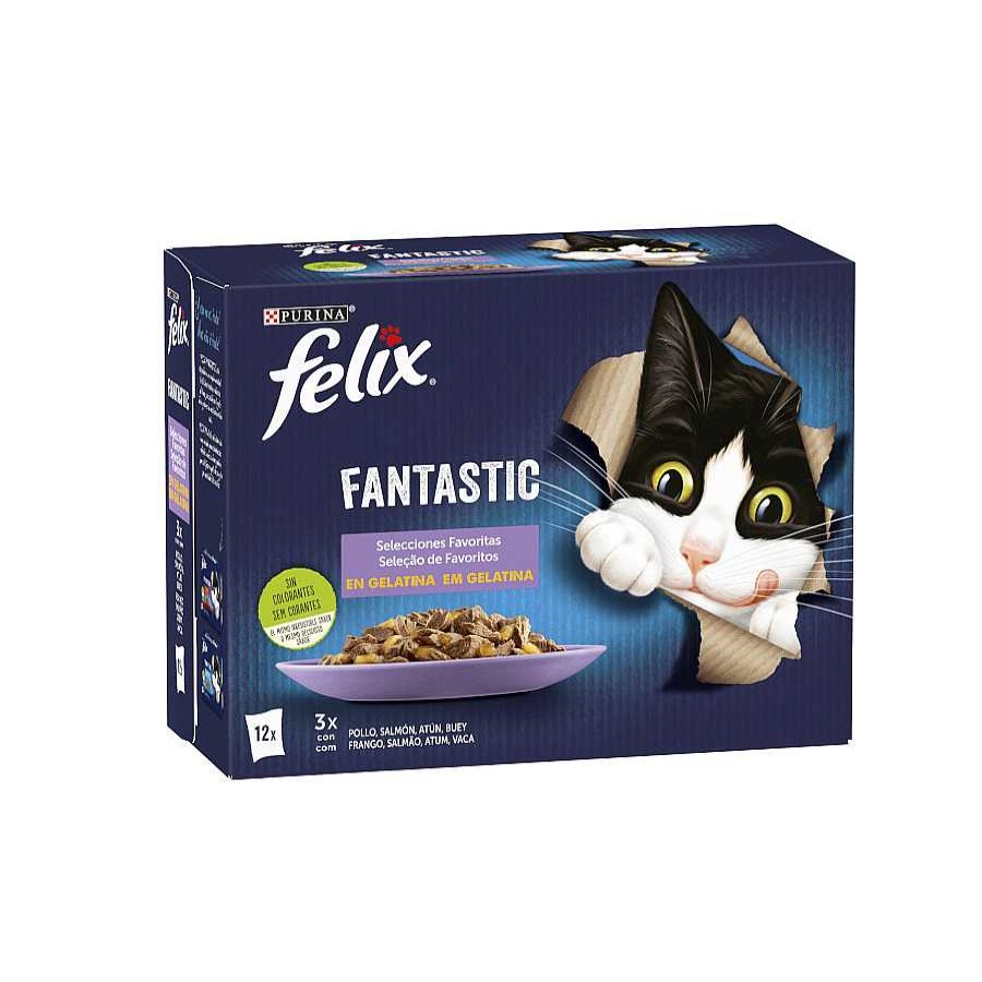 Gatos Felix Comida H Meda | Felix Fantastic Selecciones Favoritas Sobres En Gelatina Multipack