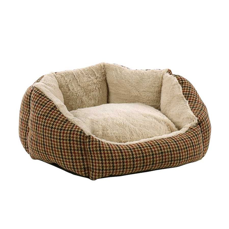 Perros Flamingo Camas | Flamingo Marlena Pent Gono Rojo/Beige Con Cremallera Cama Para Perros