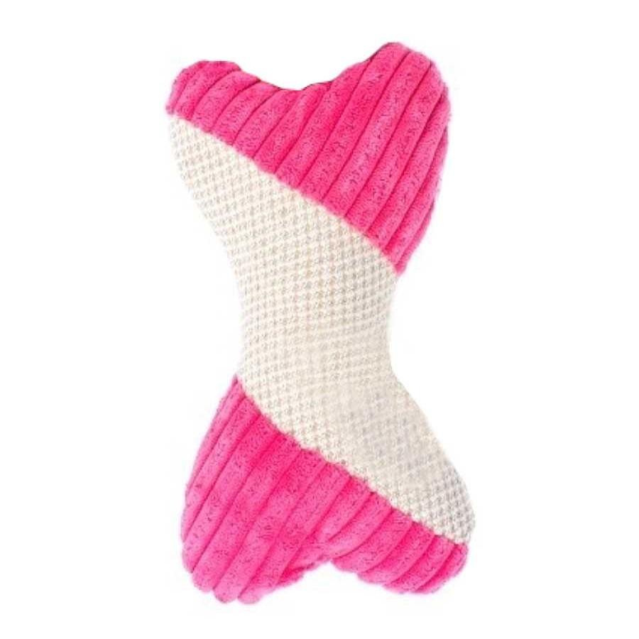 Perros Play & Bite Juguetes | Play&Bite Premium Hueso Rosa De Peluche Para Perros