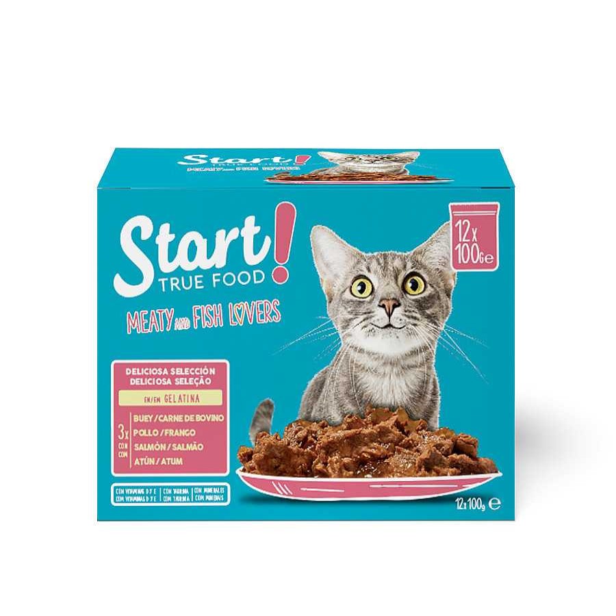 Gatos Start Comida H Meda | Start Cat Carne Con Pollo Y Pescado En Gelatina Sobre Para Gatos Multipack