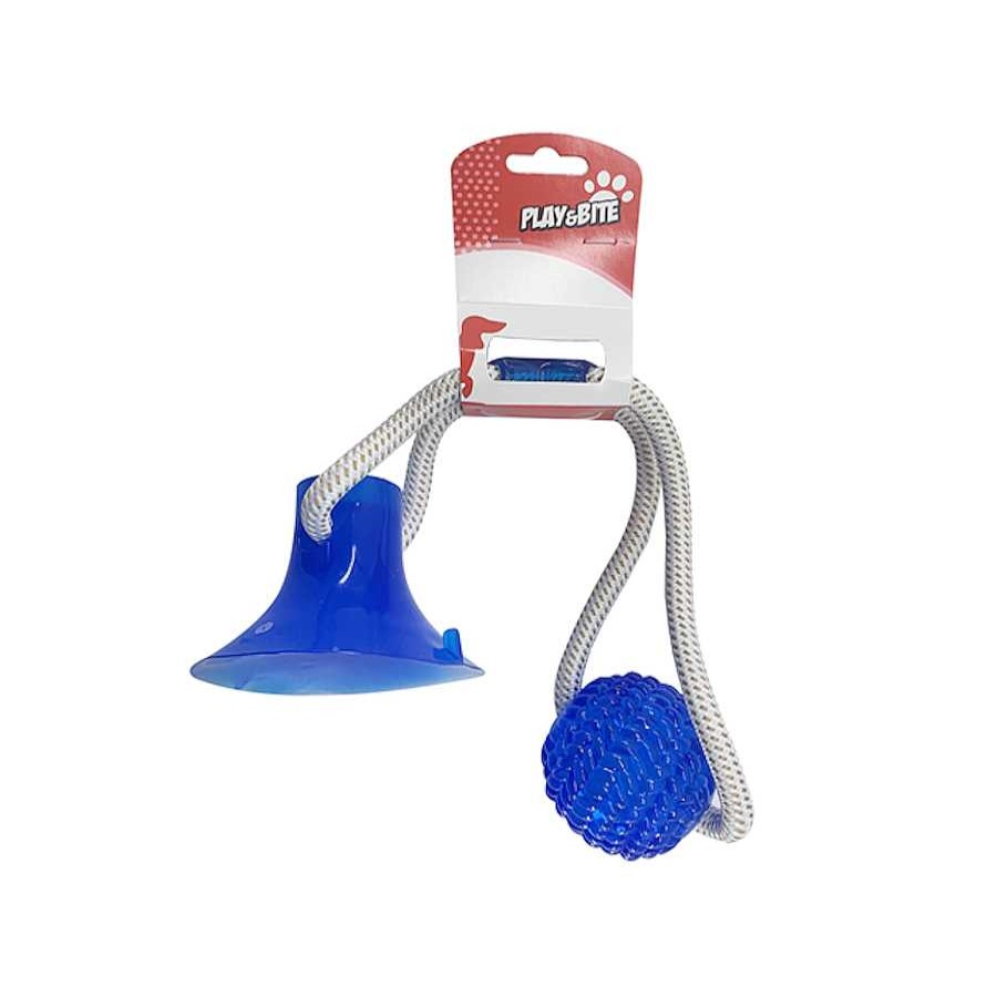 Perros Play & Bite Juguetes | Play&Bite Solution Pelota Azul Con Cuerda Para Perros