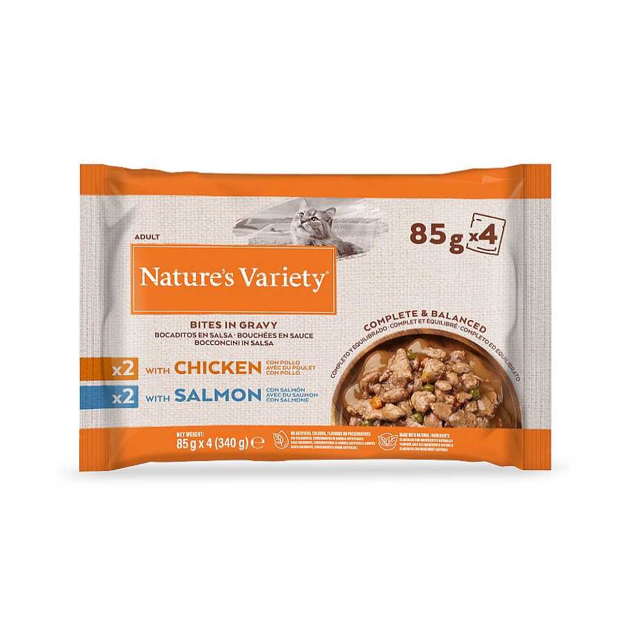 Gatos Nature's Variety Comida H Meda | Nature'S Variety Adult Pollo Y Salm N Sobres En Salsa Para Gatos Multipack