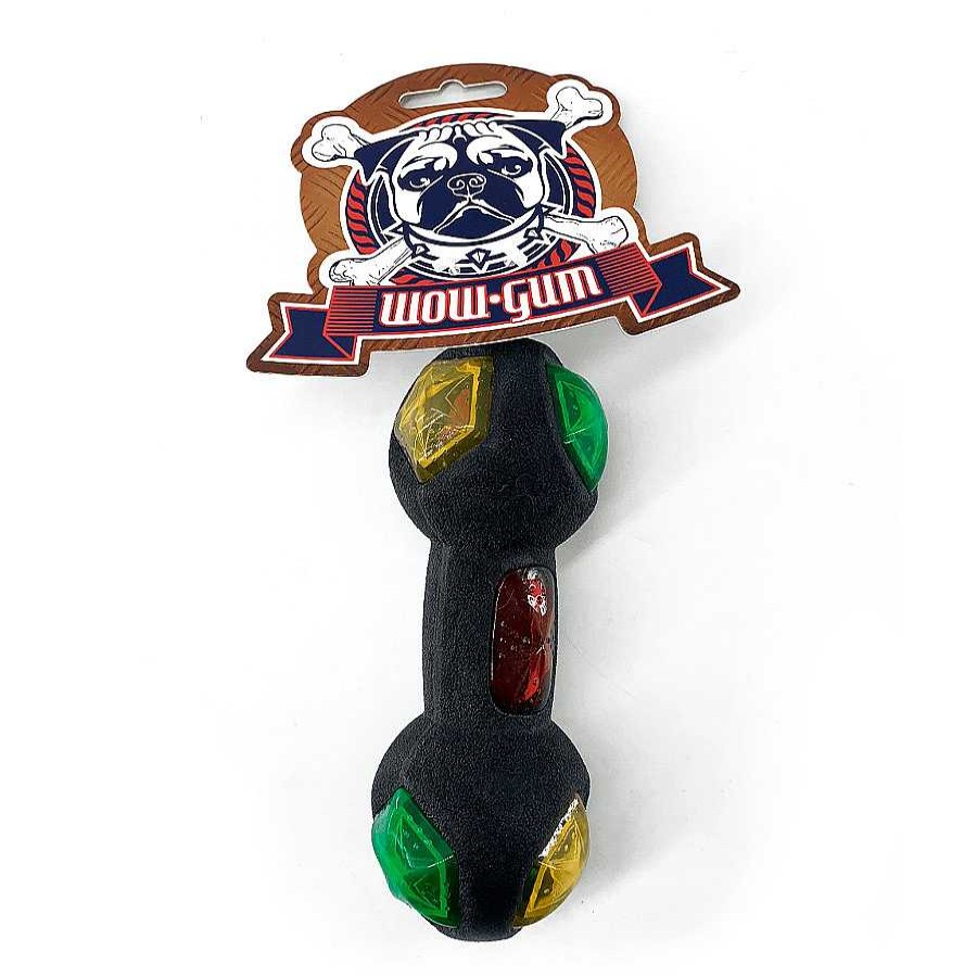 Perros Wow Gum Juguetes | Wow Gum Neon Dumbbell Mordedor En Forma De Pesa Multicolor Para Perros