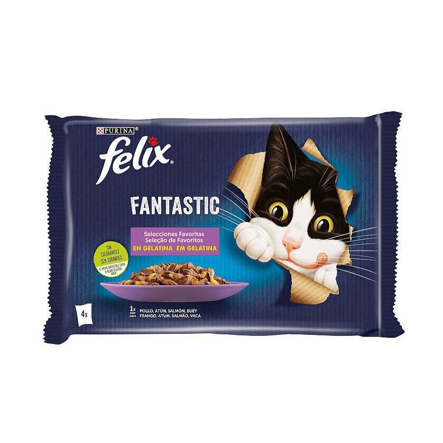 Gatos Felix Comida H Meda | Felix Fantastic Selecciones Favoritas Sobres En Gelatina Multipack