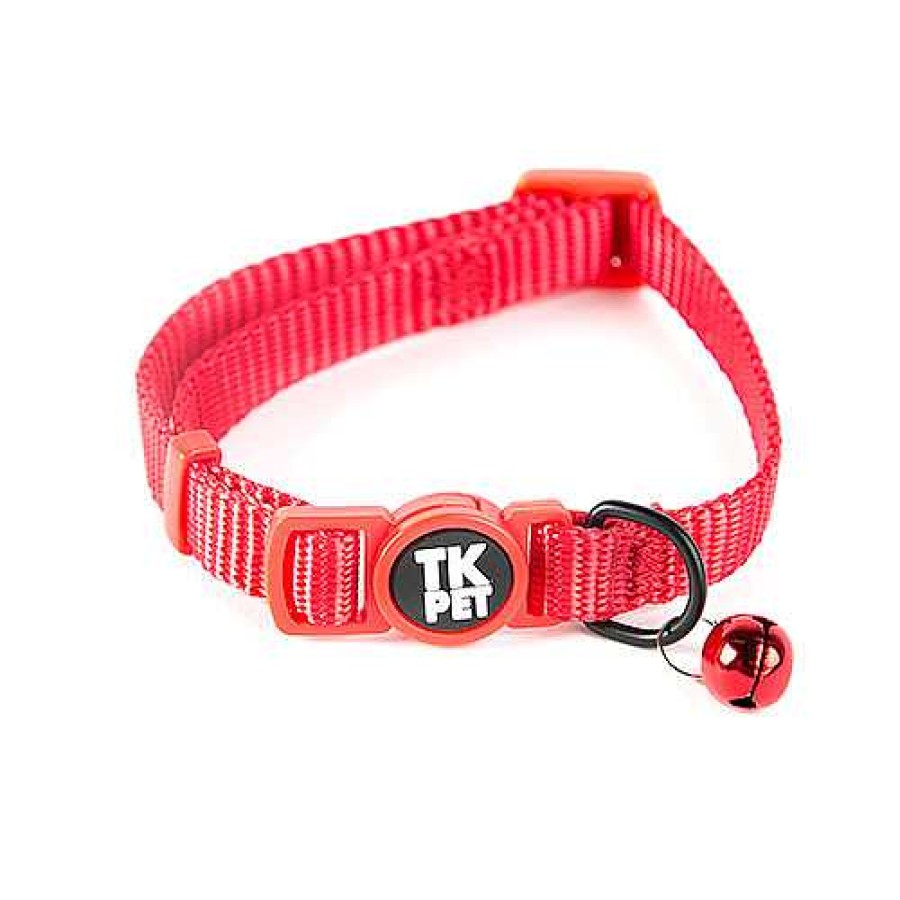 Gatos TK-Pet Transportines Y Viaje | Tk-Pet Classic Collar Nylon Con Cascabel Rojo Para Gatos