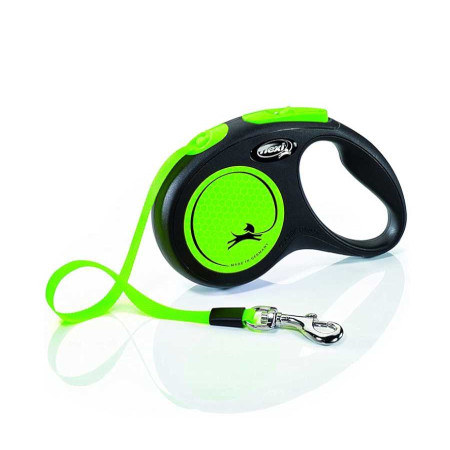 Perros Flexi Arneses, Collares Y Correas | Flexi New Neon Correa Extensible Verde Para Perros