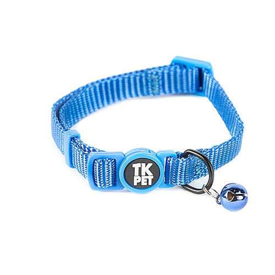 Gatos TK-Pet Transportines Y Viaje | Tk-Pet Classic Collar Nylon Con Cascabel Azul Para Gatos