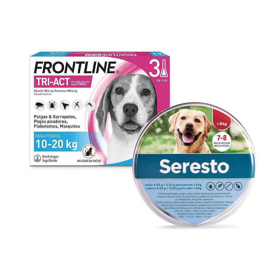 Perros Seresto + Frontline Antiparasitarios | Seresto Collar Antiparasitario Y Frontline Tri-Act Pipetas Para Perros - Pack