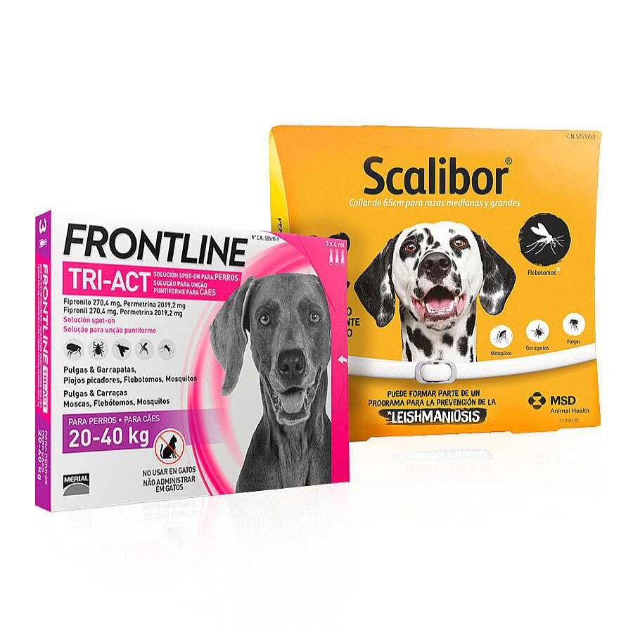 Perros Scalibor + Frontline Antiparasitarios | Scalibor Collar Antiparasitario + Frontline Tri-Act Pipetas Para Perros