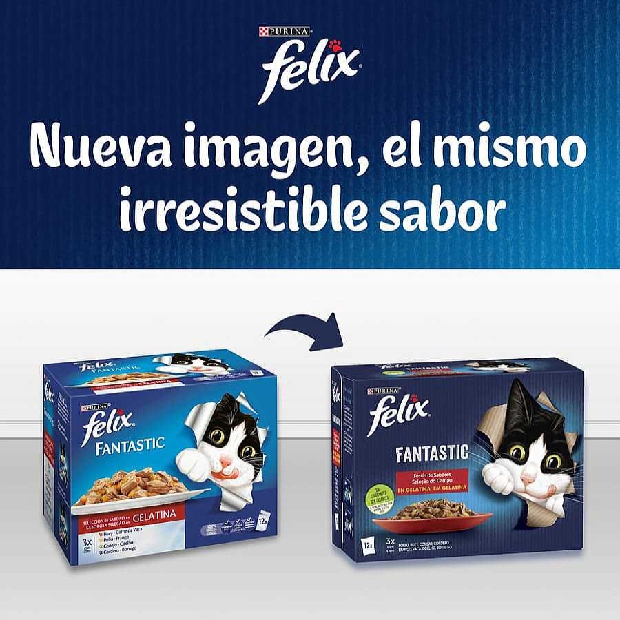 Gatos Felix Comida H Meda | Felix Fantastic Selecci N De Verduras Sobres En Gelatina - Multipack 4