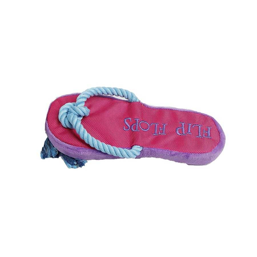 Perros Summer Vibes Juguetes | Summer Vibes Flip Flop Chancleta Con Cuerda Rosa Y Azul Juguete Para Perros