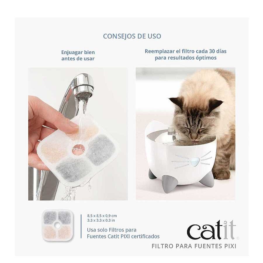 Gatos Catit Comederos, Fuentes Y Bebederos | Catit Pixi Filtro Para Bebedero Fuente Para Gatos