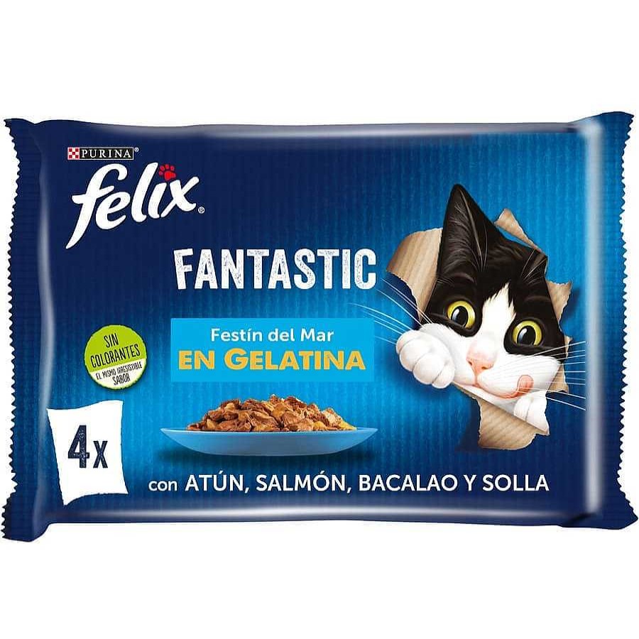 Gatos Felix Comida H Meda | Felix Fantastic Fest N Del Mar Sobres En Gelatina Para Gatos - Multipack