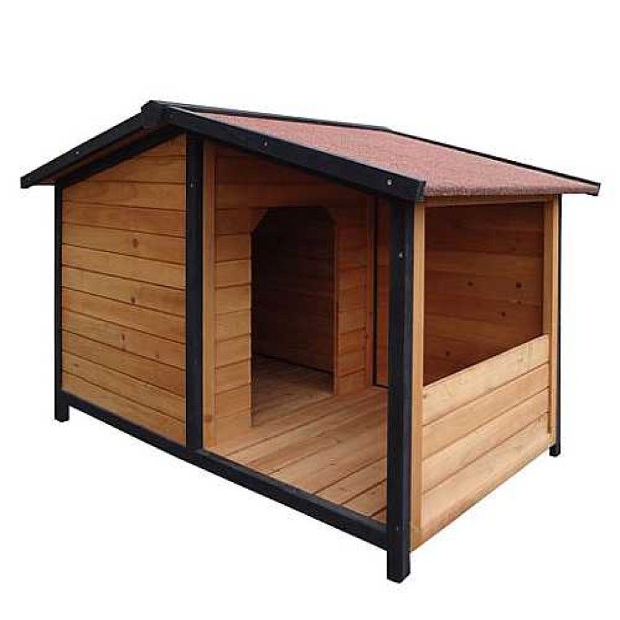 Perros TK-Pet Casetas, Jaulas Y Hogar | Tk-Pet Rocky Caseta De Madera Con Patio Para Perros