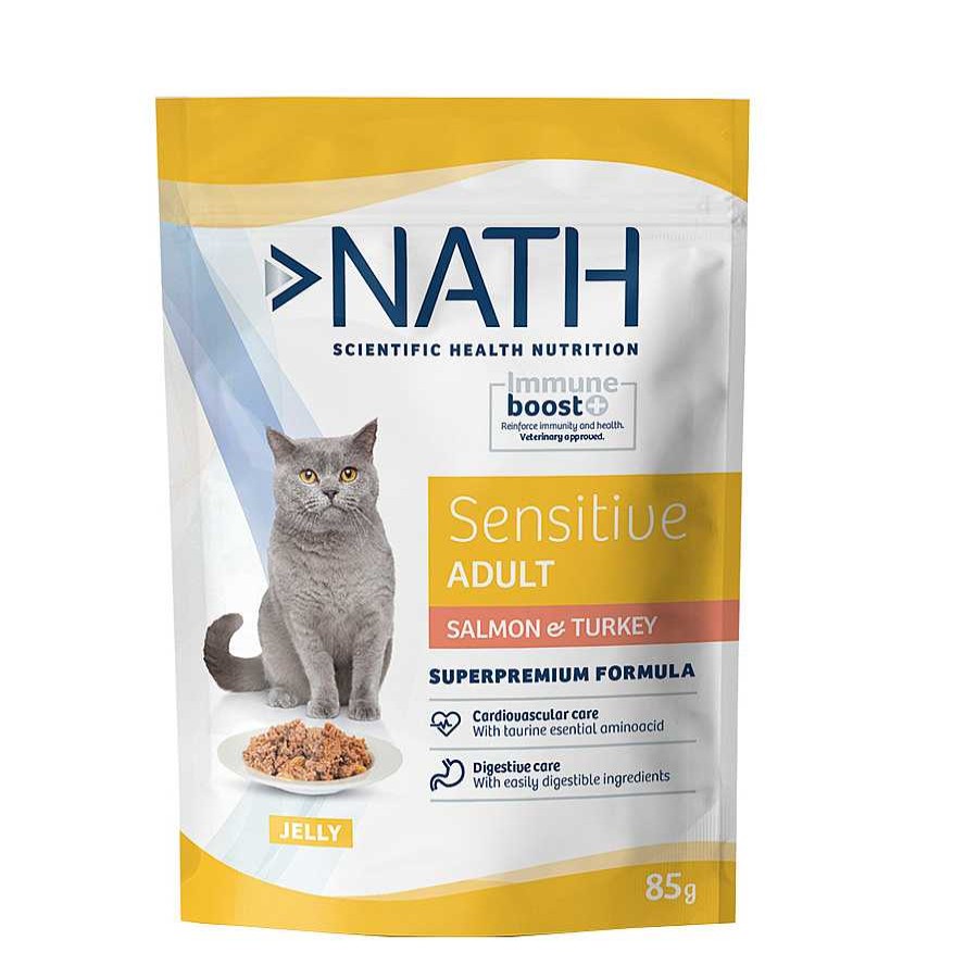 Gatos Nath Comida H Meda | Nath Sensitive Adult Salm N Y Pavo En Gelatina Sobre Para Gatos