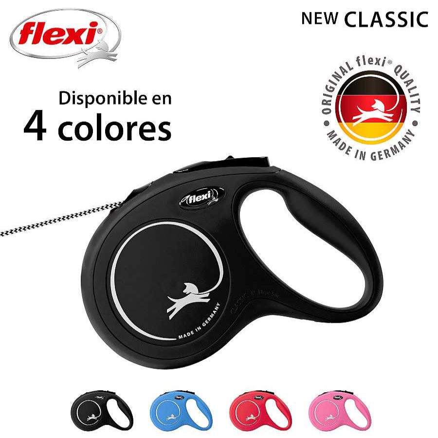 Perros Flexi Arneses, Collares Y Correas | Flexi New Classic Correa De Cord N Extensible Negra Para Perros