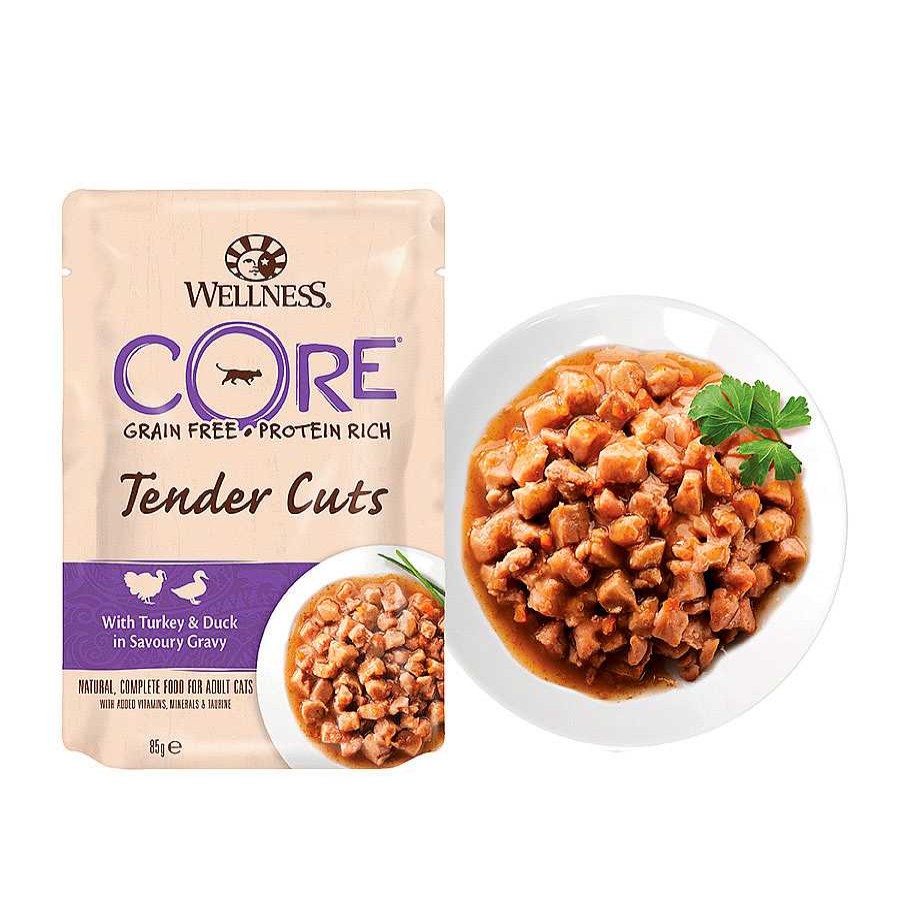 Gatos Wellness Core Comida H Meda | Wellness Core Tender Cuts Pollo Y Pato Sobre En Salsa Para Gatos