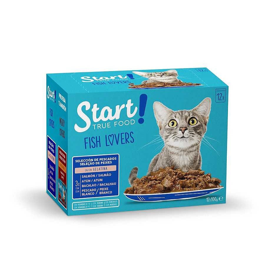 Gatos Start Comida H Meda | Start Cat Selecci N De Pescados Sobres En Gelatina Para Gatos - Multipack