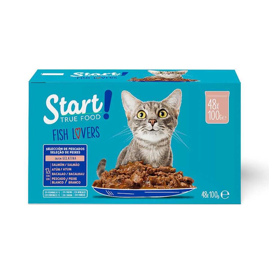 Gatos Start Comida H Meda | Start Cat Selecci N De Pescados Sobres En Gelatina Para Gatos - Multipack