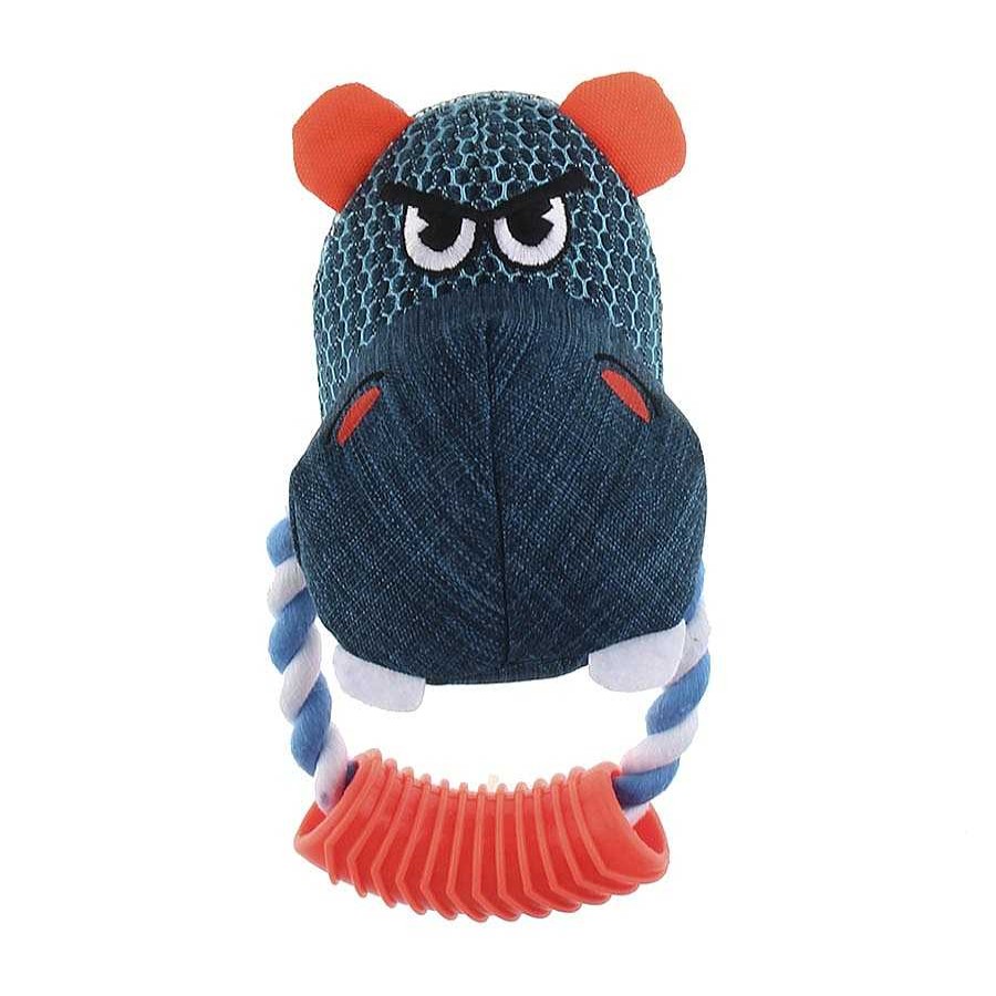 Perros Wow Gum Juguetes | Wow Gum Angry Hippo De Peluche Con Anillo De Cuerda Para Perros