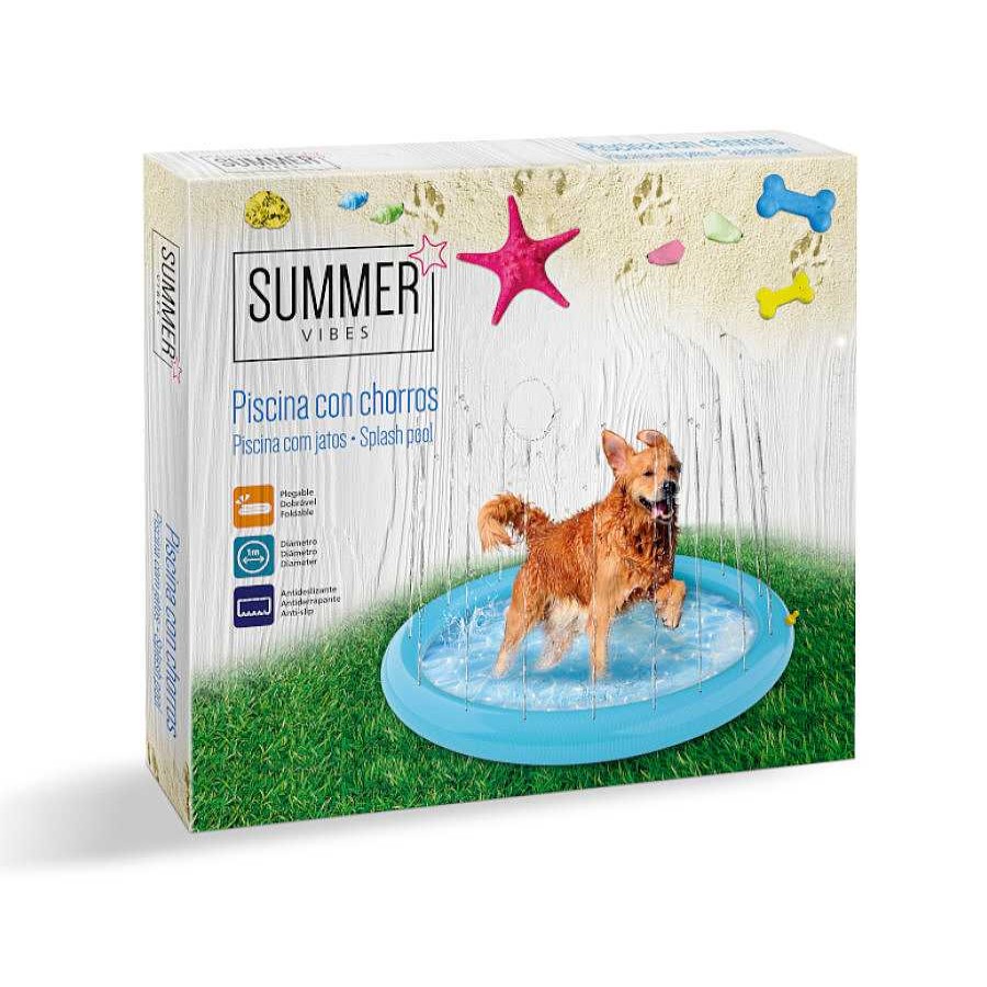 Perros Summer Vibes Juguetes | Summer Vibes Doggy Splash Piscina Con Chorros Para Perros