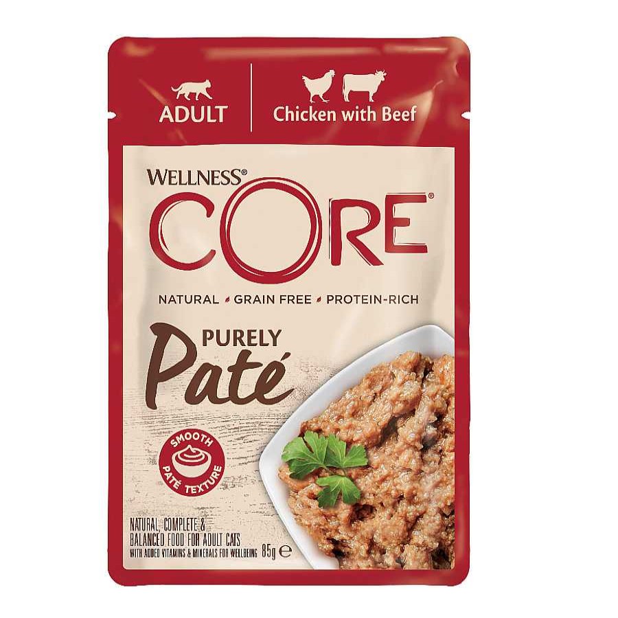 Gatos Wellness Core Comida H Meda | Wellness Core Adult Purely Pollo Y Ternera En Pat Sobre Para Gatos