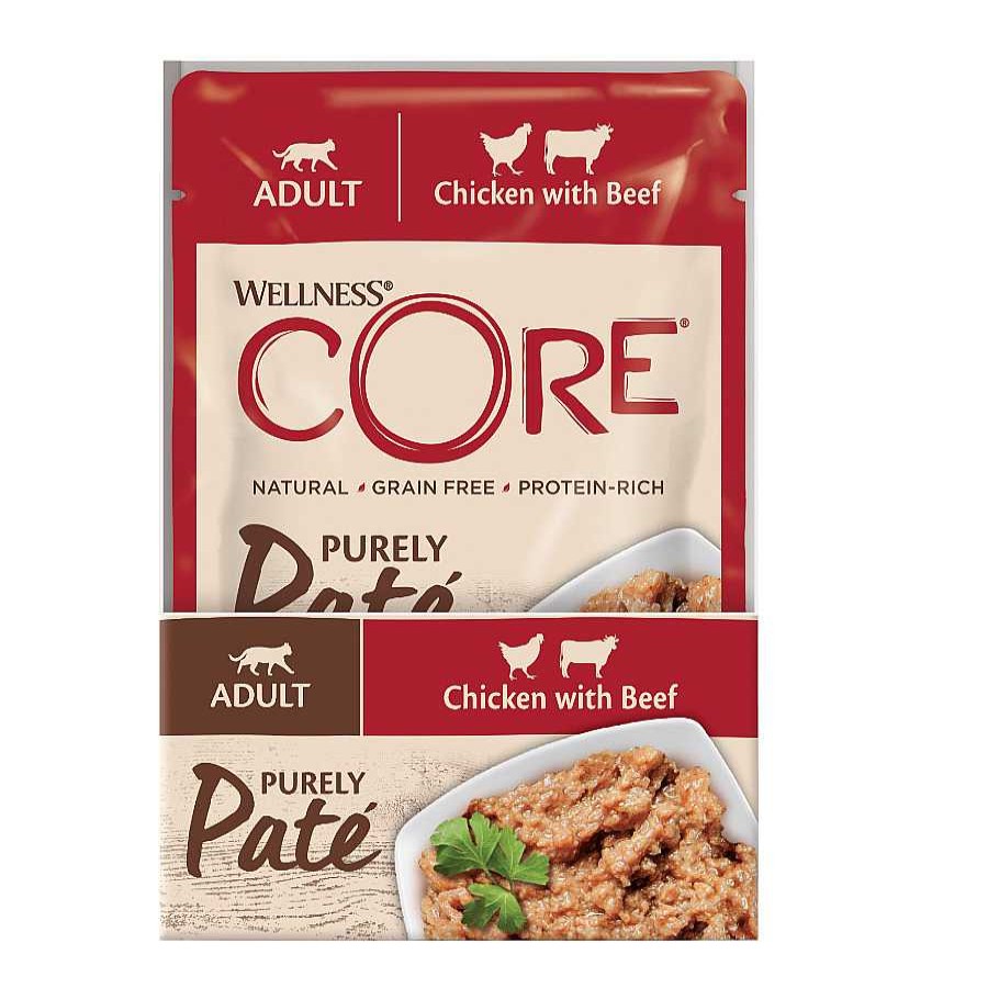 Gatos Wellness Core Comida H Meda | Wellness Core Adult Purely Pollo Y Ternera En Pat Sobre Para Gatos