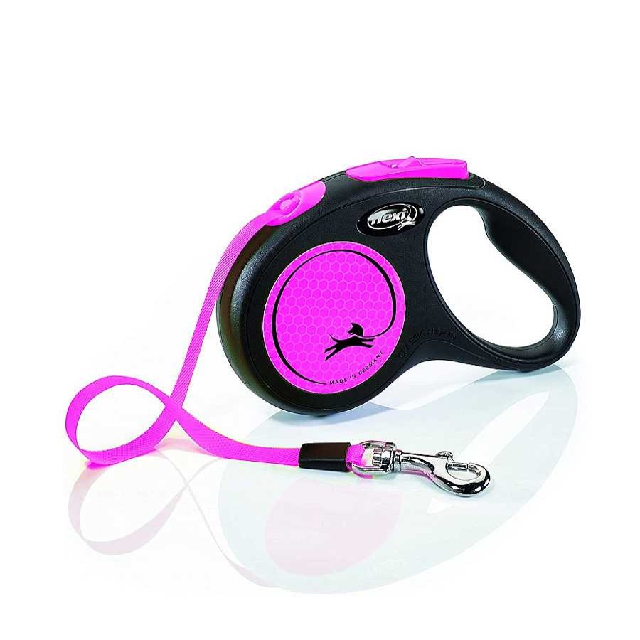 Perros Flexi Arneses, Collares Y Correas | Flexi New Neon Correa Extensible Rosa Para Perros