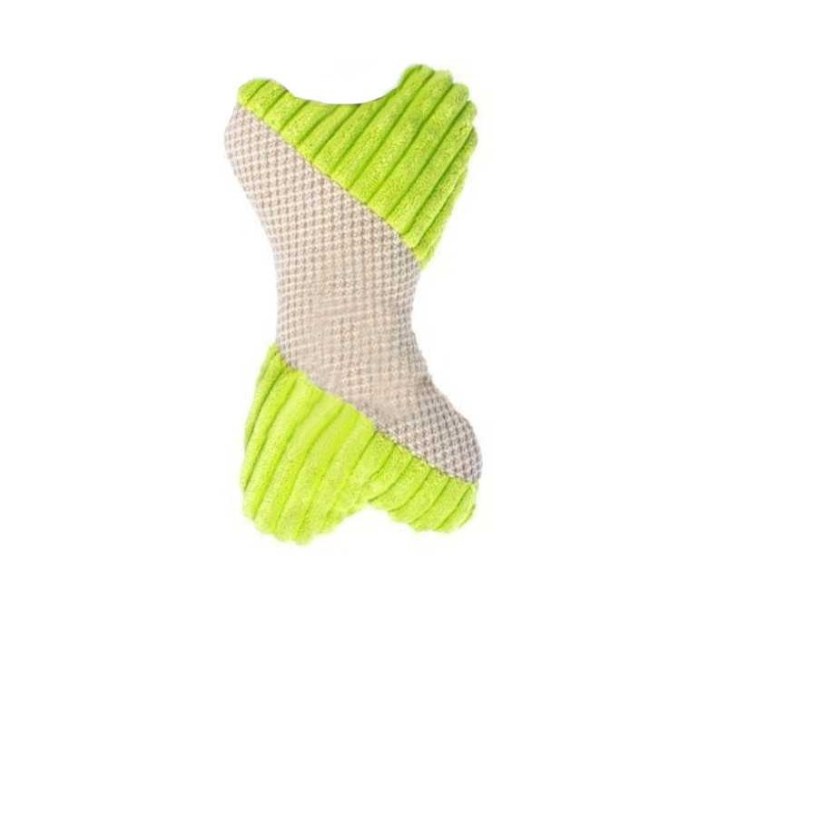 Perros Play & Bite Juguetes | Play&Bite Premium Hueso Verde De Peluche Para Perros