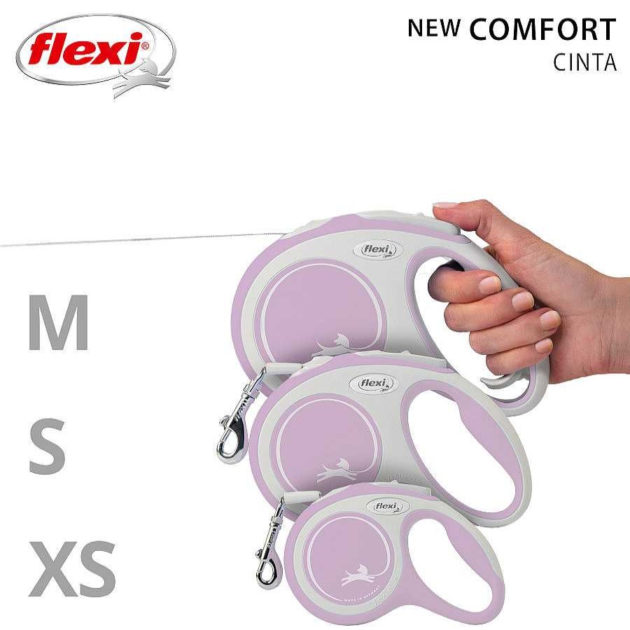 Perros Flexi Arneses, Collares Y Correas | Flexi New Comfort Correa Extensible Rosa Para Perros