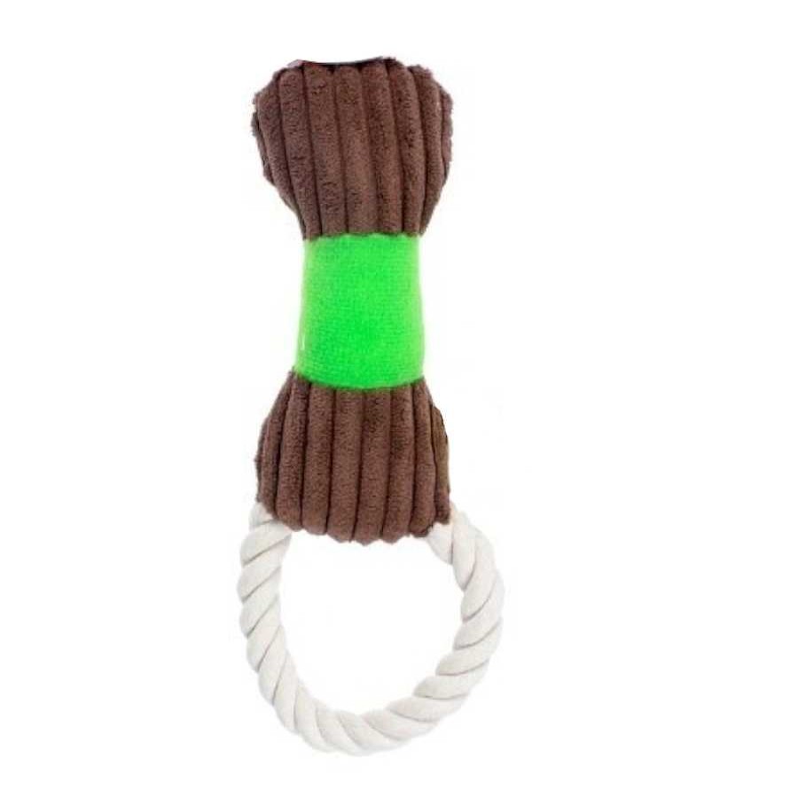 Perros Play & Bite Juguetes | Play&Bite Hueso Verde De Peluche Con Cuerda Para Perros