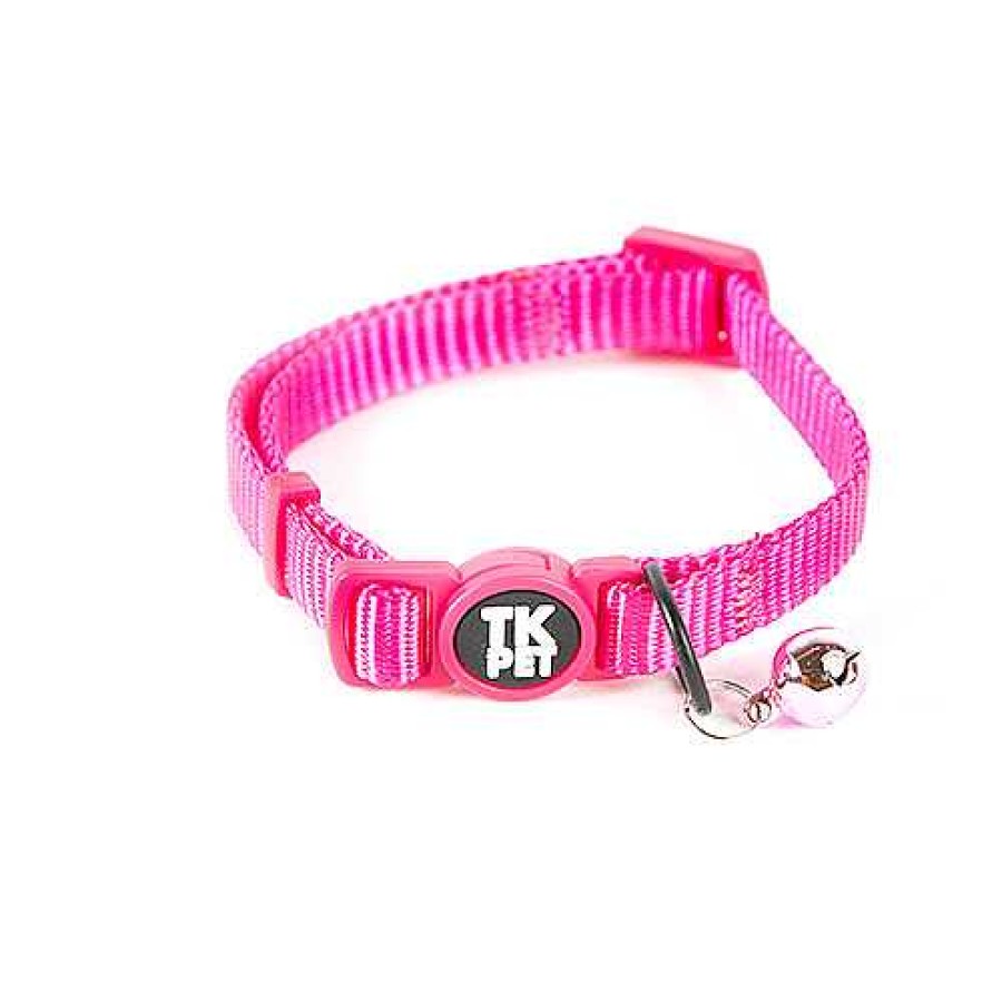 Gatos TK-Pet Transportines Y Viaje | Tk-Pet Classic Collar Nylon Con Cascabel Rosa Para Gatos