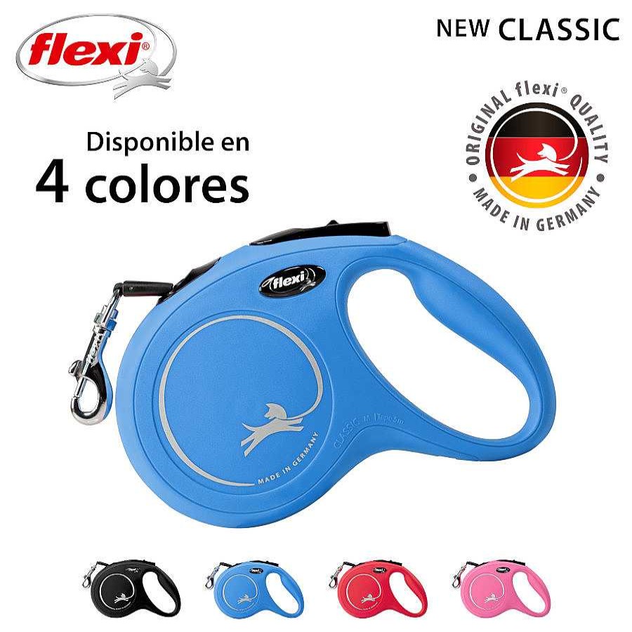 Perros Flexi Arneses, Collares Y Correas | Flexi New Classic Correa Extensible Azul Para Perros