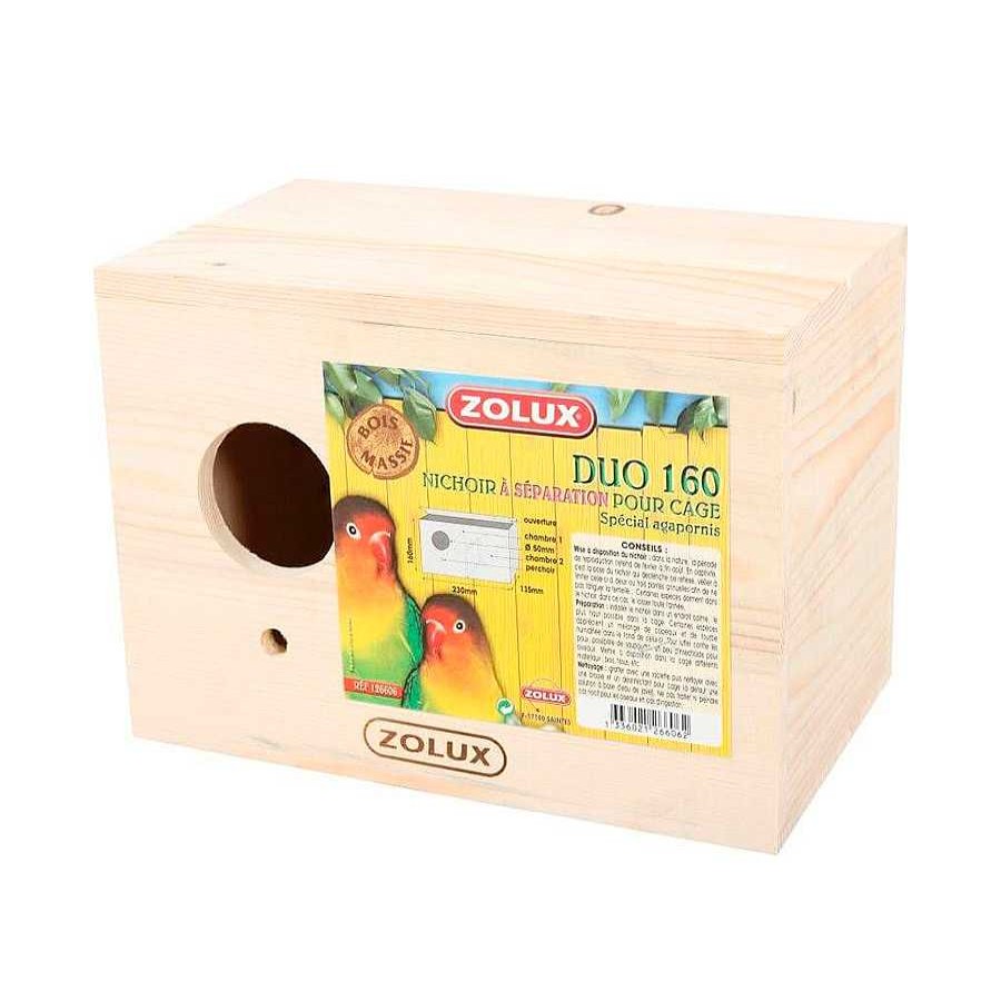 P Jaros Zolux Juguetes Para P Jaros | Zolux Duo 160 Nido De Madera Para Agapornis