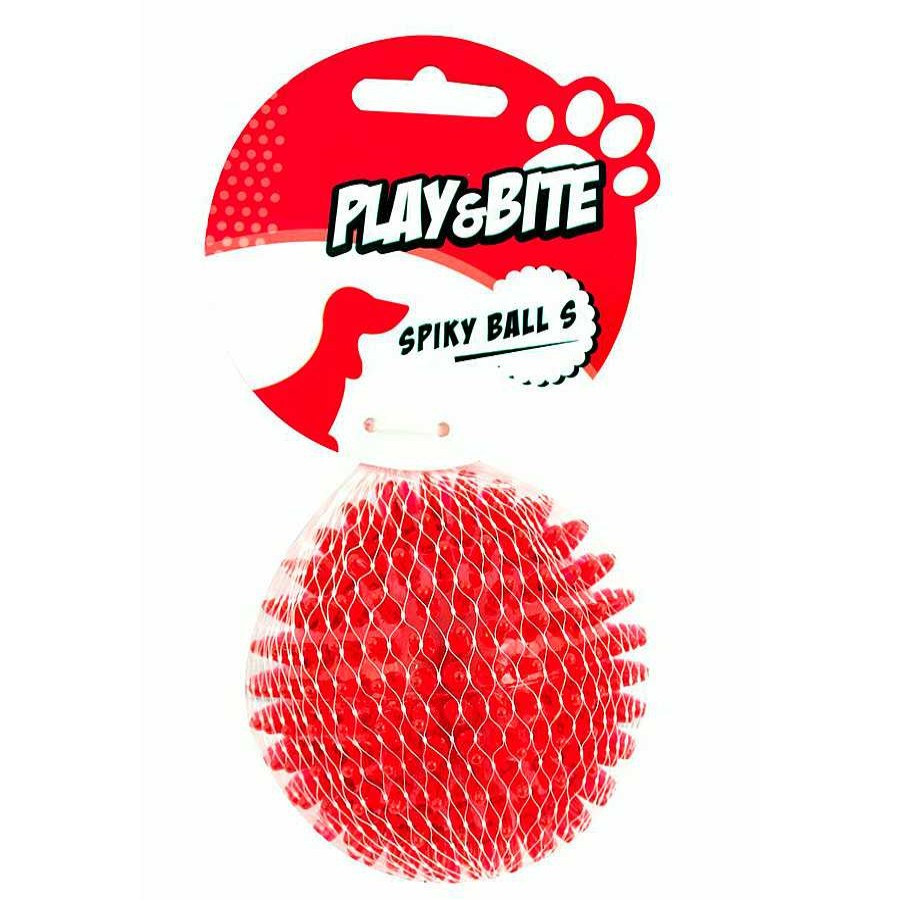 Perros Play & Bite Juguetes | Play&Bite Spiky Pelota Roja Con Sonido Para Perros